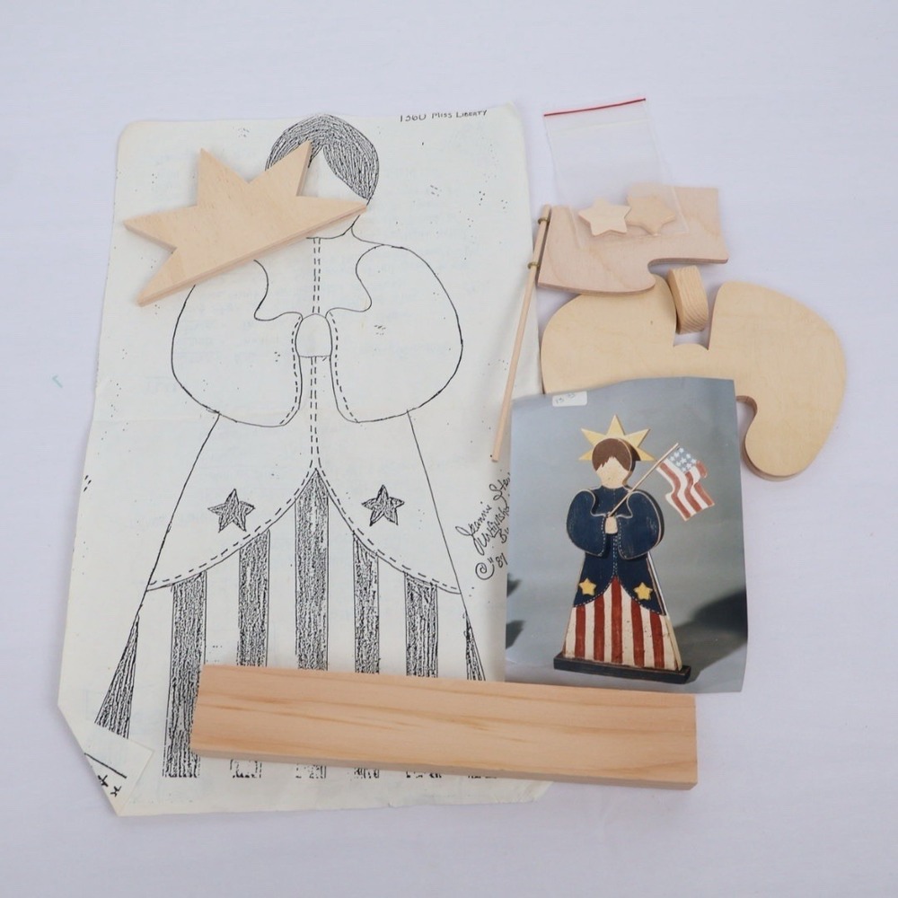 Mixed Lot VTG Wood Kits Prairie Girl Cat Country Cabin Crafts DIY Projects Plaid - Picture 9 of 9